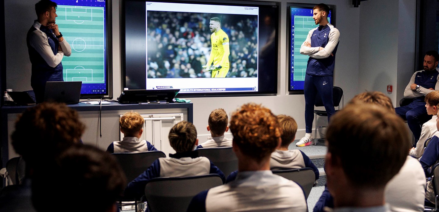 Tottenham stopper Guglielmo Vicario holds a special event for the young Academy goalkeepers